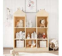 Bibliothèque Enfants - Chêne - 8 Compartiments - 90x30x107 cm - Style Scandinave - Bois
