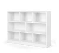 Helloshop26 Bibliothèque Enfants 8 Cases 122 x 32 x 93 cm avec Espace de Rangement Pratique Style Moderne en Bois MDF Blanc 20_0010671