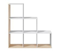 Bibliothèque escalier cube coloris chêne candiene / blanc artic - Hauteur 110 x Longueur 108 x Profondeur 28 cm