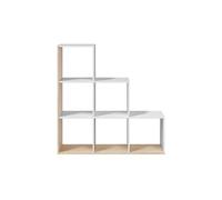 Bibliothèque escalier JADE avec 6 cubes L108cm x H110cm - Blanc et bois