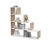 IDMarket - Bibliothèque escalier Lina Bois façon hêtre et Blanc