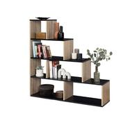 IDMarket – Bibliothèque escalier Lina – Bois façon hêtre et noir