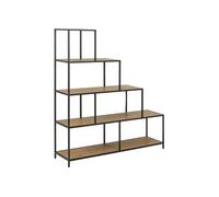 - Bibliothèque escalier sur 4 niveaux en Métal et Mélamine - H.135 cm - Noir et Beige - Sireine
