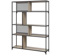 HOMCOM Bibliothèque Meuble de Rangement étagère à 5 Niveaux Portes coulissantes en Maille Cadre en Acier Style Industriel pour Salon Chambre Cuisine - 120L x 30l x 161H cm Gris et Noir