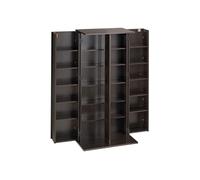 VEVOR Bibliothèque Étagère, Meuble de Rangement Multimédia à 6 Niveaux, Armoire Biblio pour CD, DVD, Livres, Jeux, avec Portes et Étagères Réglables pour Bureau, Studio, Salon, 610x368x1270 mm, Marron