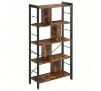 Bibliothèque, Étagère À 4 Niveaux, Meuble De Rangement, Montage Facile, Style Industriel, Cadre En Acier Marron