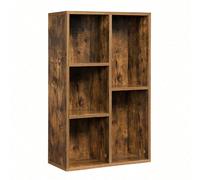 Bibliothèque, Étagère À 5 Niveaux, Meuble De Rangement, Pour Salon, Bureau, Chambre, Cloison Séparateur, 50 X 24 X 80 Cm, Marron Rustique Marron