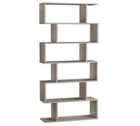 Bibliothèque, Étagère à 6 Niveau, Meuble de rangement, Cloison séparateur, Grège Gris