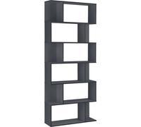 Bibliothèque Étagère à 6 niveaux 192 x 80 x 24 cm Séparateur de pièce Étagère sur pied 8kg par étagère Étagère haute Étagère à dossiers Rangement Bureau Gris foncé [en.casa]