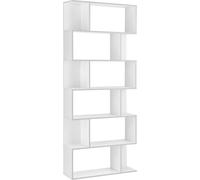 Bibliothèque Étagère à 6 niveaux 192 x 80 x 24 cm Séparateur de pièce Étagère sur pied 8kg par étagère Étagère haute Étagère à dossiers Rangement Bureau Blanc [en.casa]