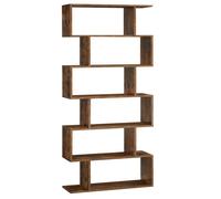 Bibliothèque, Étagère à 6 Niveaux, 24 x 70 x 191.6 cm, Meuble de rangement, Cloison Séparateur, Moderne, Marron Rustique