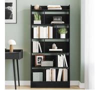 Bibliothèque, Étagère à 6 Niveaux, Meuble de Rangement Livres, Cloison Séparateur,pour Salon, Chambre, Bureau, 24 x 80 x 170 cm,Noir