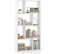 Costway - Bibliothèque géométrique 4 niveaux 8 cases 120 cm étagères ouvertes autoportante blanc