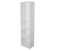 Home Collective Bibliothèque, étagère à dossiers, étagère sur Pied, séparateur de pièce, Blanc avec 5 Compartiments Ouverts en Bois MDF Largeur 40 cm