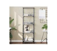 vidaXL Bibliothèque, Étagère à Livres avec 4 Compartiments, Meuble de Rangement Bureau Intérieur, Industriel, Sonoma Gris Bois d'Ingénierie