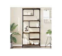 Bibliothèque - VIDAXL - 81x36x176 cm - Chêne fumé - Métal - 4 étagères