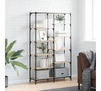 Bibliothèque Étagère à Livres Bureau Salon Bois d'Ingénierie et Fer vidaXL