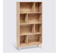Bibliothèque étagère avec 8 niches coloris effet bois naturel - Longueur 80 x Profondeur 30 x Hauteur 160 cm