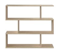 Bibliothèque, étagère basse 3 niveaux en bois mélaminé chêne - Longueur 110 x Profondeur 24 x Hauteur 97 cm