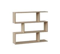PEGANE Bibliothèque, étagère Basse 3 Niveaux en Bois mélaminé chêne - Longueur 110 x Profondeur 24 x Hauteur 97 cm