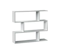 Bibliothèque, étagère basse 3 niveaux en bois mélaminé coloris blanc brillant - Longueur 110 x Profondeur 24 x Hauteur 97 cm