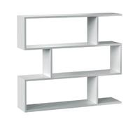 Bibliothèque, étagère basse 3 niveaux en bois mélaminé coloris blanc brillant - Longueur 110 x Profondeur 24 x Hauteur 97 cm