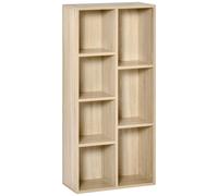 HOMCOM Bibliothèque Meuble de Rangement étagère Cube avec 7 Compartiments pour Salon, Chambre, Bureau - 50l x 24P x 106H cm, Bois Naturel