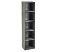 Bibliothèque Etagère cube colonne à 5 niveaux meuble de rangement coloris gris - Longueur 30 x Largeur 24 x Hauteur 132 cm