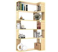 Bibliothèque, Étagère d'angle à 5 étages, Meuble de Rangement, Cloison Séparateur, grande bibliothèque ouverte, étagère sur pied pour salon, chambre à coucher, bureau et bureau 90x48x169 cm