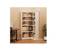 Bibliothèque Étagère d'angle en forme de L, Colonne avec 5 Casiers Ouverts, Meuble de Rangement Multifonctionnel, 185cm, Blanc