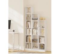 Bibliothèque, Étagère de Rangement 4 Niveaux, Meuble, Cube, pour Salon, Bureau, Chambre, Style Scandinave, 24 x 30 x 124 cm, Blanc