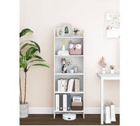 Bibliothèque, Étagère de Rangement 5 Niveaux, Meuble, Cube, pour Salon, Bureau, Chambre, Style Scandinave, 24 x 50 x 140 cm, Blanc