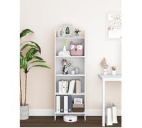 Bibliothèque, Étagère de Rangement 5 Niveaux, Meuble, Cube, pour Salon, Bureau, Chambre, Style Scandinave, 50 x 24 x 140 cm, Blanc