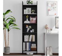 Bibliothèque, Étagère de Rangement 6 Niveaux, Meuble, Cube, pour Salon, Bureau, Chambre, Style Scandinave, 24 x 48 x 170 cm, Noir