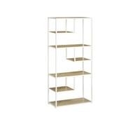 Bibliothèque étagère de rangement à 7 niveaux style industriel acier bois clair