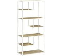 Bibliothèque étagère de rangement à 7 niveaux style industriel acier bois clair Bois clair G