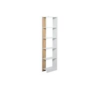 Bibliothèque Etagère de Rangement avec 5 Compartiments Ouverts Design Simple Moderne Idéale pour Salon Chambre Bureau 45 x 21 x 170 cm Blanc et Chêne