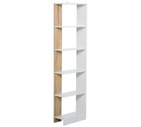 HOMCOM Bibliothèque étagère de Rangement avec 5 Compartiments Ouverts Design Simple Moderne pour Salon Chambre Bureau 45 x 21 x 170 cm Blanc et Chêne
