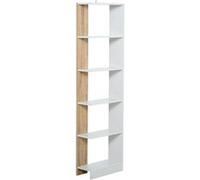 Bibliothèque Etagère de Rangement avec 5 Compartiments Ouverts Design Simple Moderne Idéale pour Salon Chambre Bureau 45 x 21 x 170 cm Blanc et Chêne