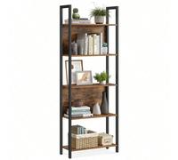 Bibliothèque, Étagère De Rangement, Étagère De Cuisine, 5 Niveaux, Cadre En Acier Stable, Pour Bureau , Entrée, Salon, Style Industriel Marron