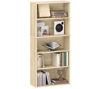 Bibliothèque étagère de rangement - HOMCOM- 5 niveaux - étagères réglables - pour salon chambre bureau, 60x24x133,5cm - bois naturel