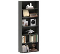 HOMCOM Bibliothèque étagère de Rangement avec 6 Compartiments et étagère réglable, Meuble de Rangement pour Bureau, Salon, Chambre, 60 x 24 x 158,5 cm, Noir