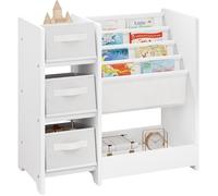 Bibliothèque Étagère de Rangement pour Enfants, Meuble Montessiri en Bois MDF avec 3 Boîtes Amovibles, Blanc E0EG0045