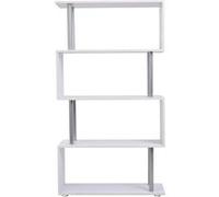 Bibliothèque étagère design contemporain en S 4 niveaux 80L x 30l x 145H cm coloris blanc Blanc G