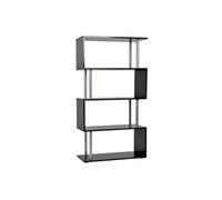 HOMCOM Etagère bibliothèque étagère à livres design contemporain en S 4 niveaux 80L x 30l x 145H cm coloris noir |Aosom France