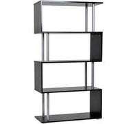 Bibliothèque étagère design contemporain en S 4 niveaux 80L x 30l x 145H cm coloris noir