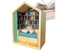 Bibliothèque , étagère en bois miniature | Diorama Petit Secoutable de vingt-trois centimètres, petite bibliothèque pour soulager le stress de quatre cent cinquante grammes avec deux cents