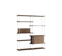 Bibliothèque , Étagère Haute en Chêne Fumé/ Blanc