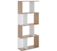 HOMCOM Bibliothèque à 4 Niveaux, Meuble de Rangement en Forme de S avec étagères, étagère de Rangement pour Salon, Chambre Bureau, 60 x 24 x 148 cm, Noir, Blanc