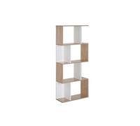 Bibliothèque étagère meuble de rangement design contemporain en S 4 étagères 60L x 24l x 148H cm chêne blanc